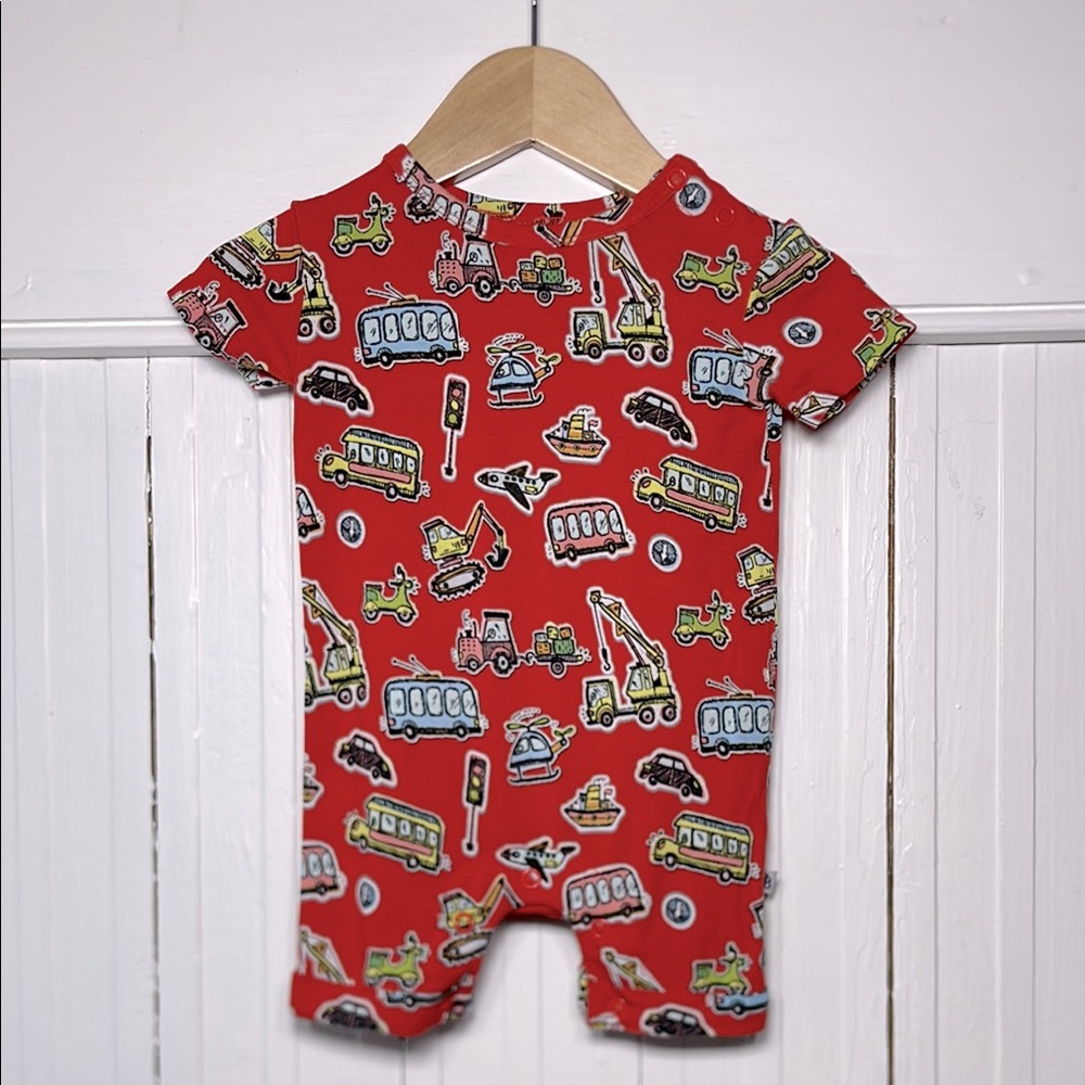 LITTLE BUM BUM VGUC Boys Bamboo Trucks Car Plane Bus Short  Pajamas